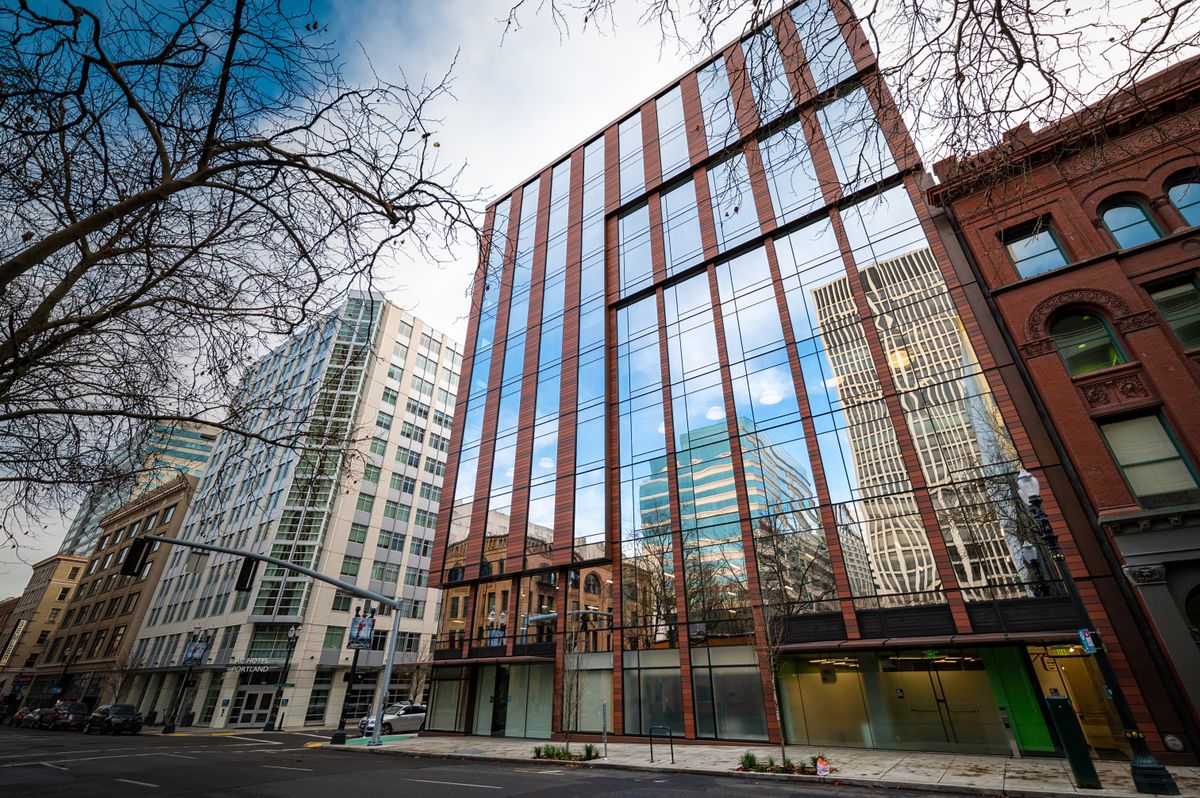Modern commercial building on a city street